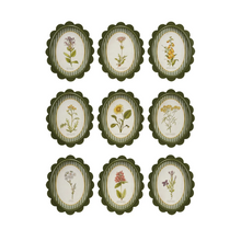 Load image into Gallery viewer, Green Scalloped Framed with Floral Artwork
