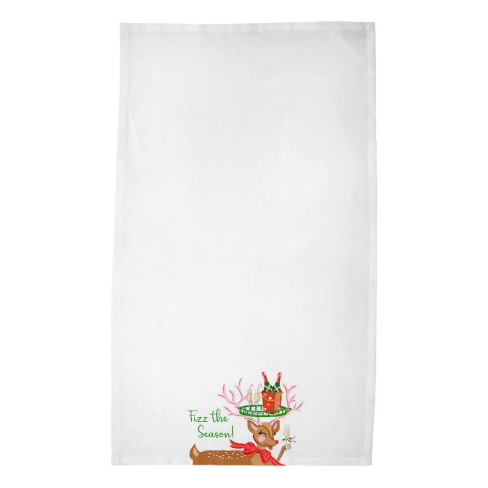 Fizz the Season Holiday tea towel