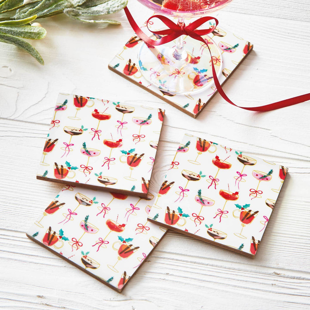 Christmas Very Merry Cocktail Coaster Set of 4