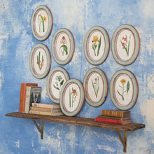 Load image into Gallery viewer, Framed floral print in green distressed wood frame
