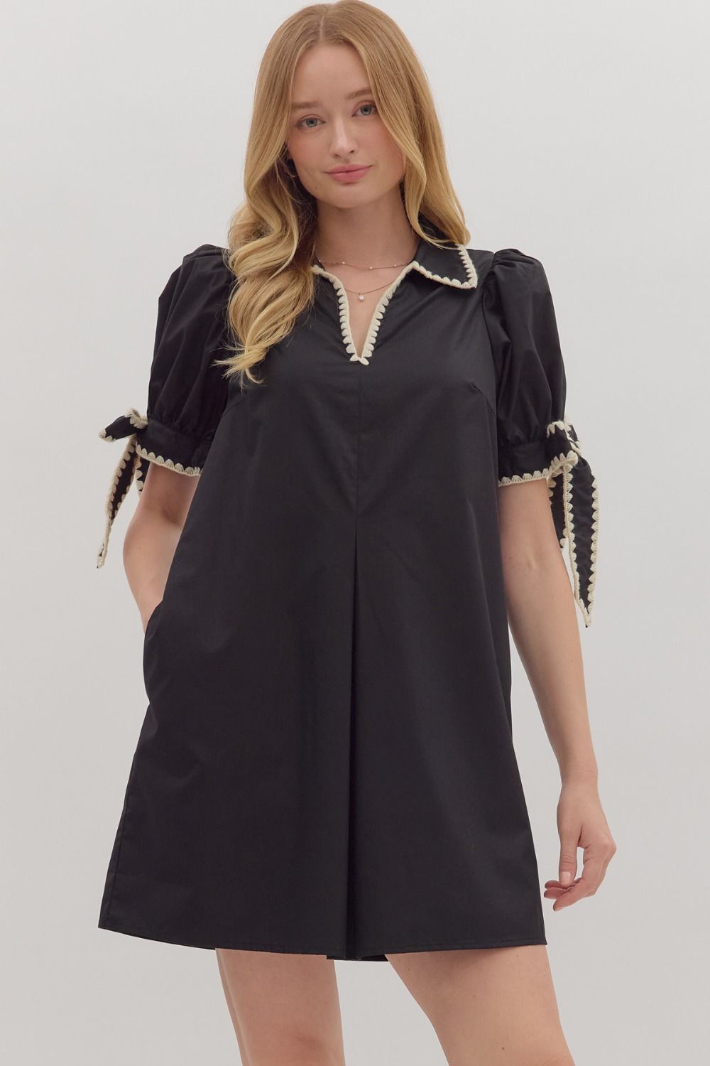LBD with Scallop Cream Trim Detail