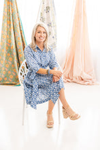Load image into Gallery viewer, Astra blue block print dress
