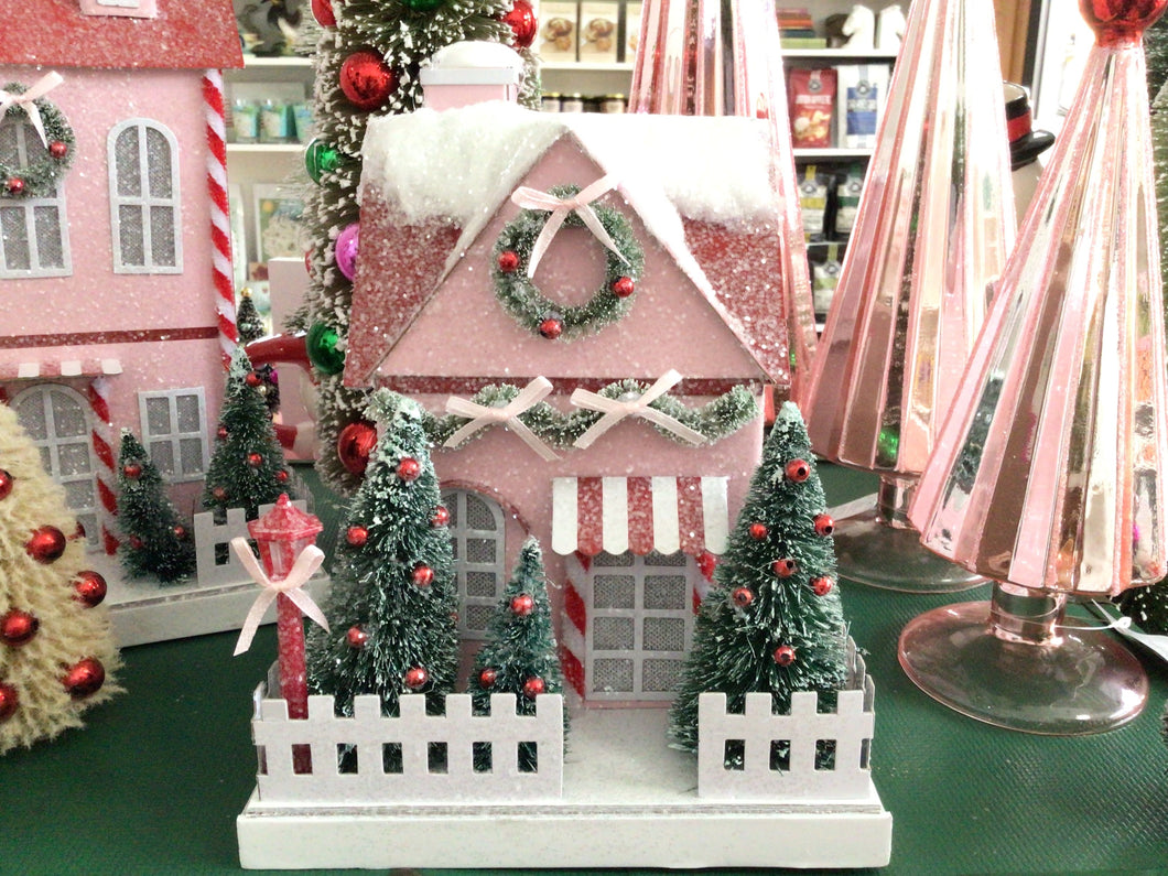 Lighted Pink “Putz” House- Medium