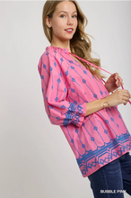 Load image into Gallery viewer, Pink with blue embroidery top
