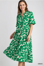 Load image into Gallery viewer, Green floral midi dress
