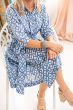 Load image into Gallery viewer, Astra blue block print dress
