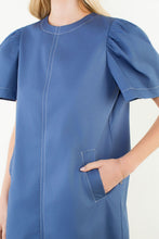 Load image into Gallery viewer, The Bailey- Blue Dress with White Detail Stitching THML
