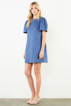Load image into Gallery viewer, The Bailey- Blue Dress with White Detail Stitching THML
