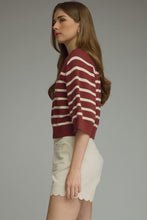 Load image into Gallery viewer, Burgandy Striped Sweater Top
