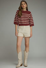Load image into Gallery viewer, Burgandy Striped Sweater Top
