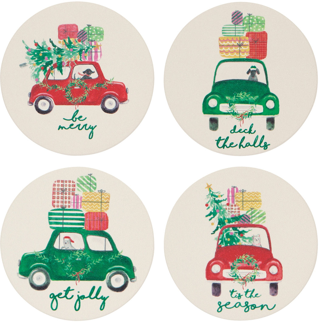 Winter Wheels Christmas Coaster Set