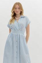 Load image into Gallery viewer, Blue striped midi dress
