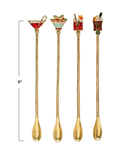 Load image into Gallery viewer, Cocktail Spoon w/ Enameled Beverage Icon Handle
