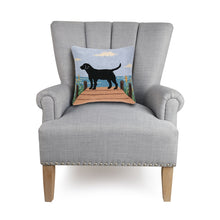Load image into Gallery viewer, Black Lab on the Dock Hooked Pillow
