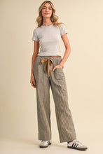 Load image into Gallery viewer, Striped Wide Leg Charcoal/Tan Pants

