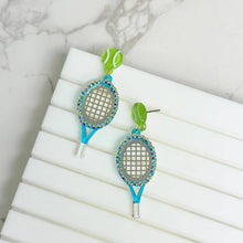 Load image into Gallery viewer, Glitzy Tennis dangle earrings
