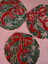 Load image into Gallery viewer, Vintage Christmas Bow Coasters S/6
