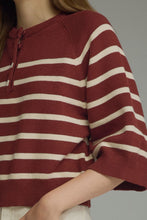 Load image into Gallery viewer, Burgandy Striped Sweater Top
