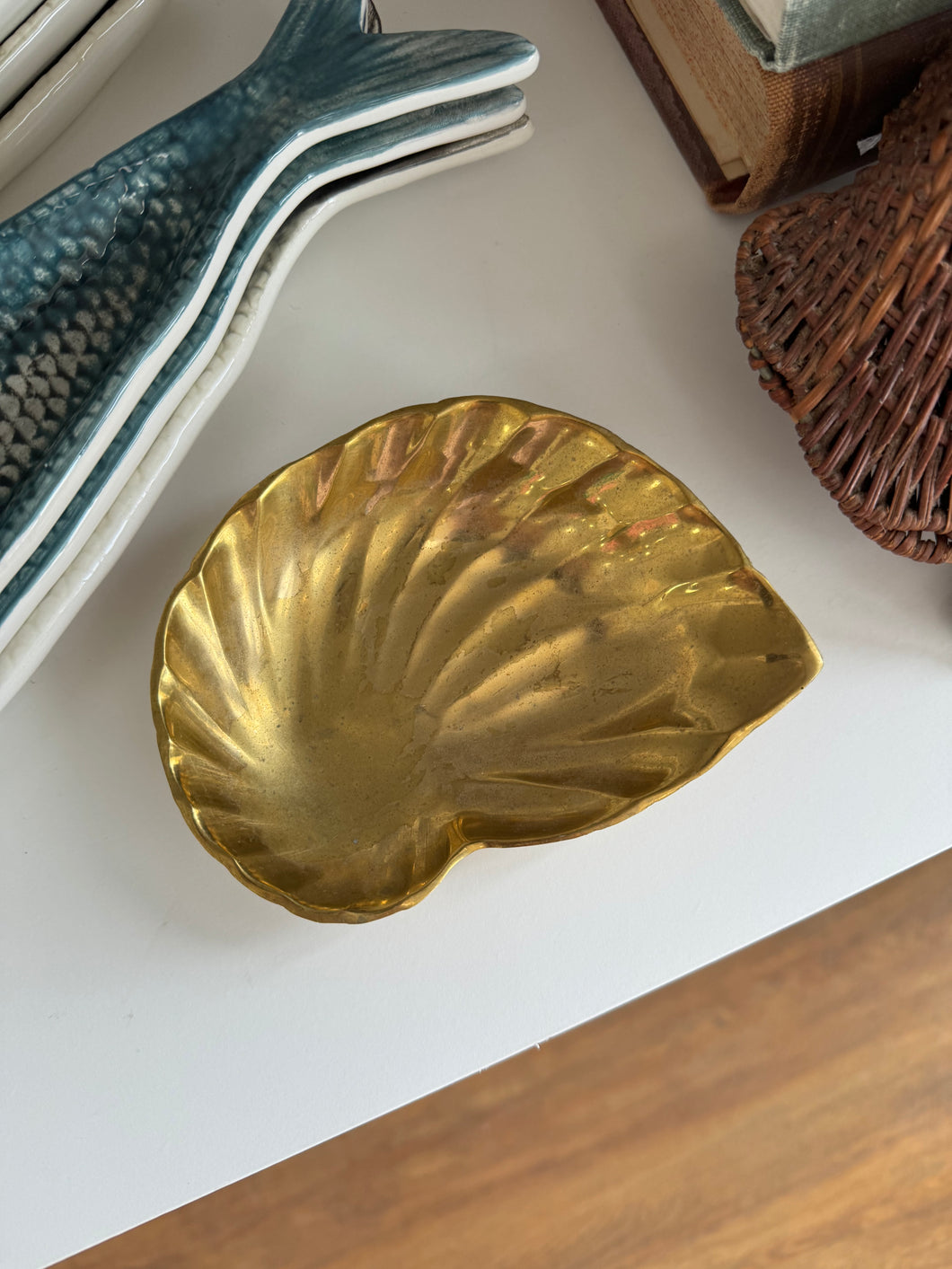 Vintage brass shell dish