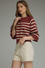 Load image into Gallery viewer, Burgandy Striped Sweater Top

