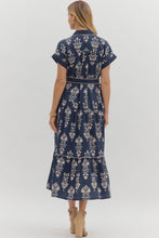 Load image into Gallery viewer, Navy Blue Floral Print Dress
