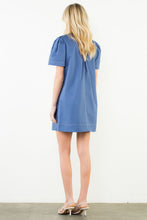 Load image into Gallery viewer, The Bailey- Blue Dress with White Detail Stitching THML
