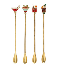 Load image into Gallery viewer, Cocktail Spoon w/ Enameled Beverage Icon Handle
