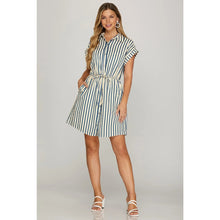Load image into Gallery viewer, The Woven Stripe Mini Dress
