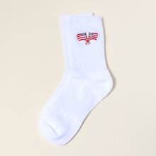 Load image into Gallery viewer, Embroidered American Flag Crew Socks
