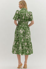 Load image into Gallery viewer, Green Botanical Print Midi Dress
