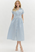 Load image into Gallery viewer, Blue striped midi dress
