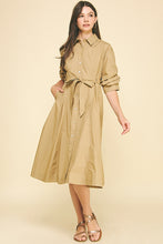 Load image into Gallery viewer, The Clara- Button Down Gathered Sleeve Midi Dress PINCH
