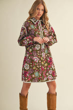 Load image into Gallery viewer, Print Blanket Stitch Buttoned Mini Dress
