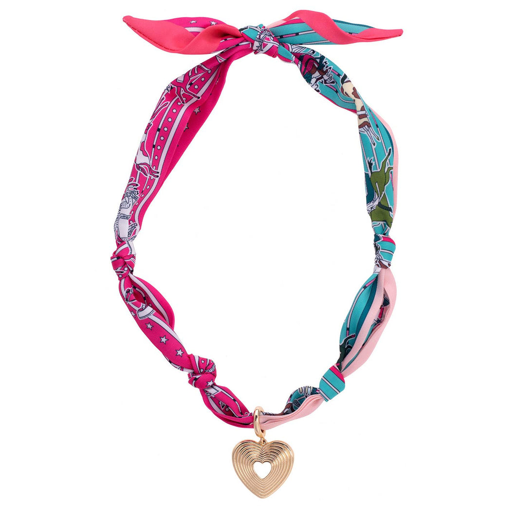 Scarf necklace with charm