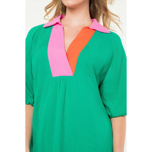 Load image into Gallery viewer, THML green V neck dress
