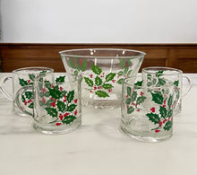 Load image into Gallery viewer, Vintage Christmas Bartlett Collins Holly &amp; Berry Mugs and Bowl
