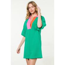 Load image into Gallery viewer, THML green V neck dress
