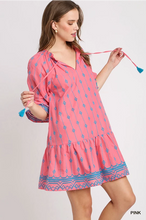Load image into Gallery viewer, Pink with blue embroidery dress
