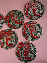 Load image into Gallery viewer, Vintage Christmas Bow Coasters S/6
