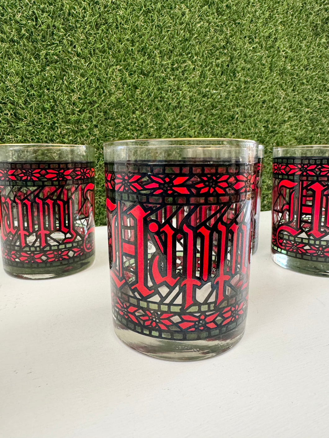 Vintage Happy Holidays Glasses