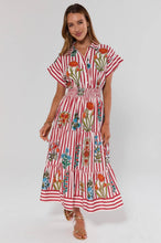 Load image into Gallery viewer, The Tilly - Red &amp; White Striped floral Midi
