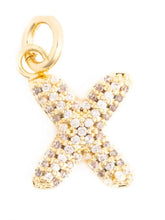 Load image into Gallery viewer, Charm Bar-  Initial Gold Rhinestone Charm
