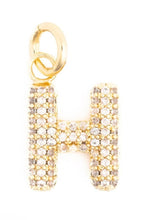 Load image into Gallery viewer, Charm Bar-  Initial Gold Rhinestone Charm
