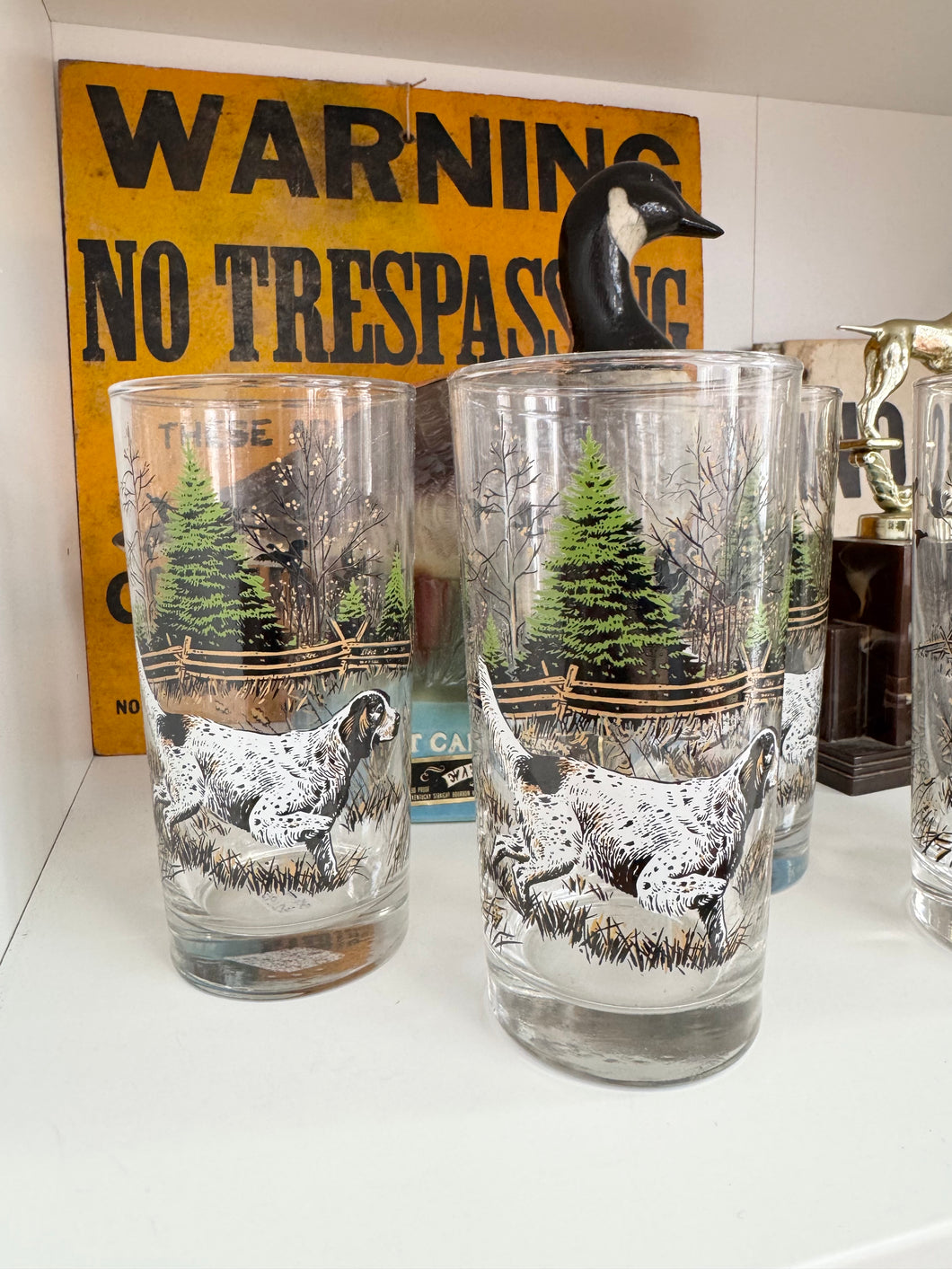 Vintage set of 4 Hunting Dog Glasses