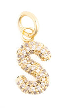 Load image into Gallery viewer, Charm Bar-  Initial Gold Rhinestone Charm
