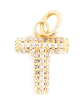 Load image into Gallery viewer, Charm Bar-  Initial Gold Rhinestone Charm
