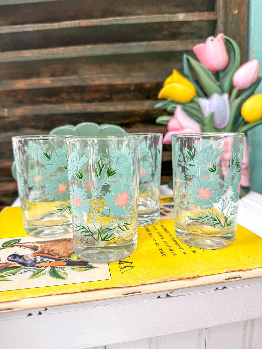 Vintage Floral Juice Glasses
