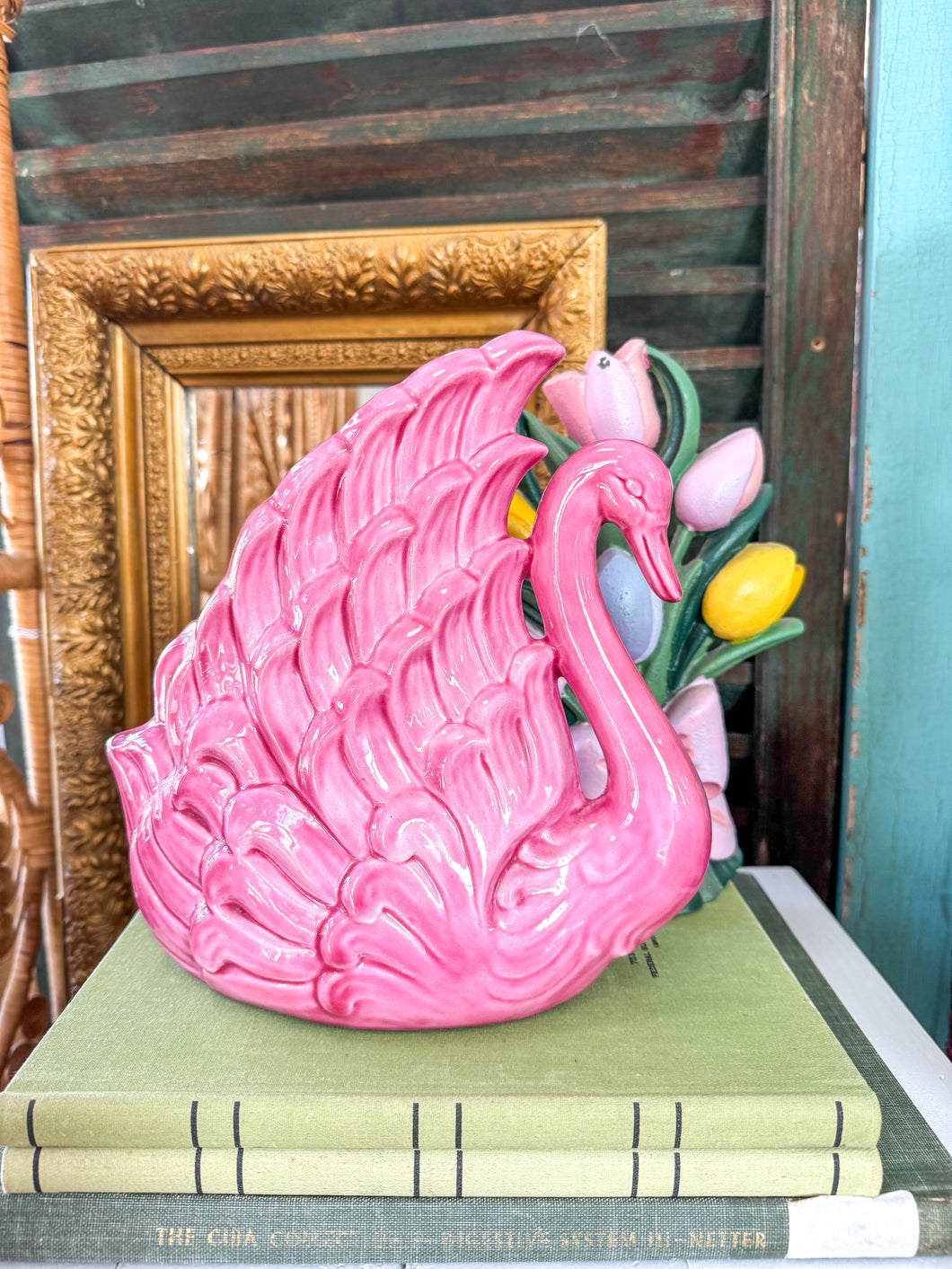 Vintage Pink Swan Vase