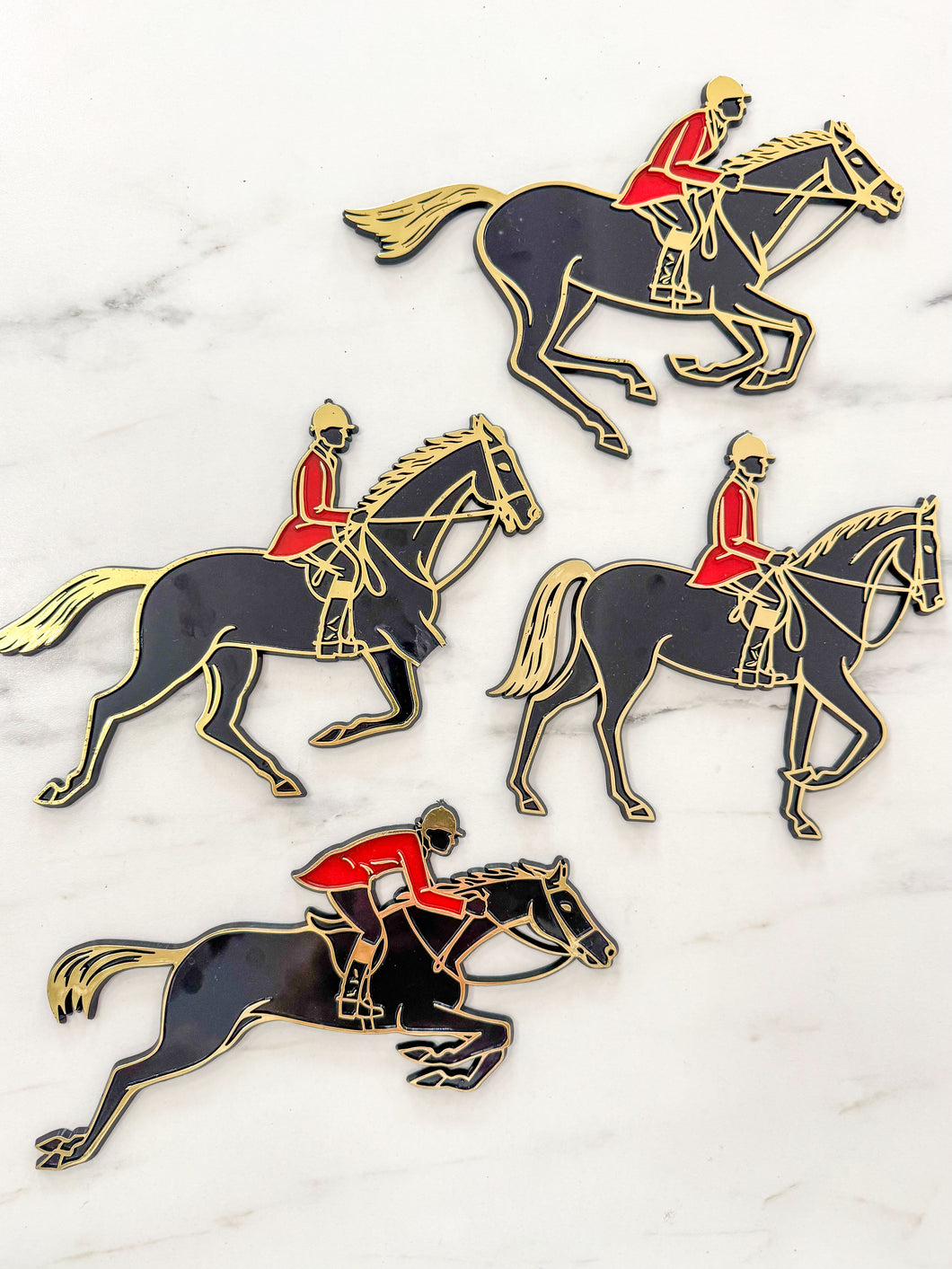 Vintage Equestrian Black Plastic Plaques