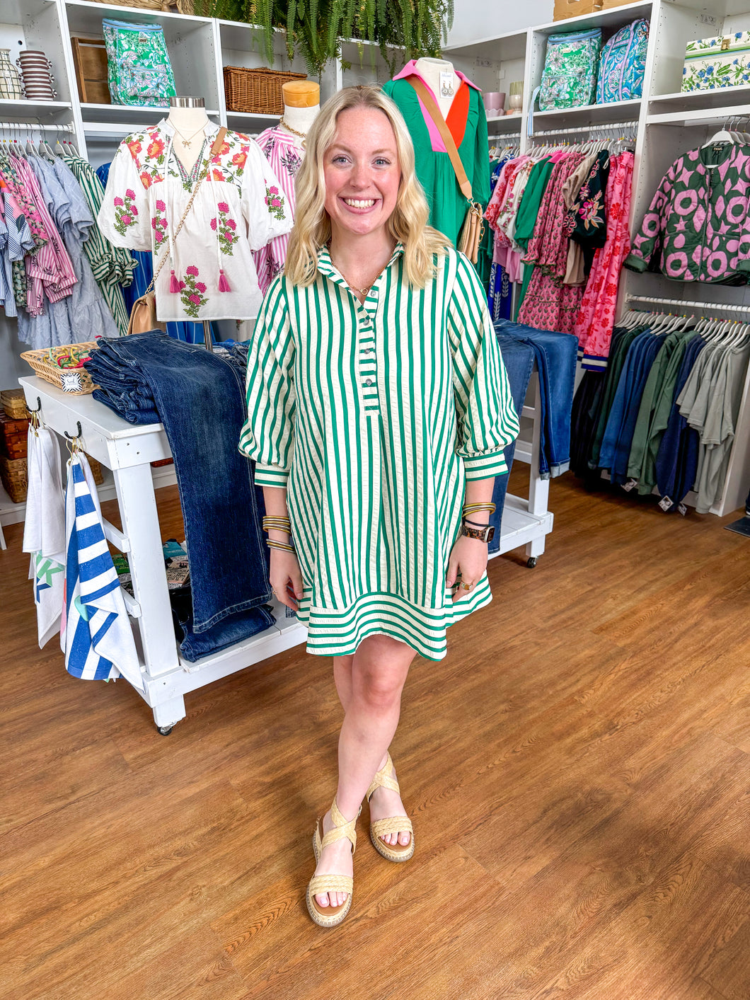 Entro Striped Seersucker Dress